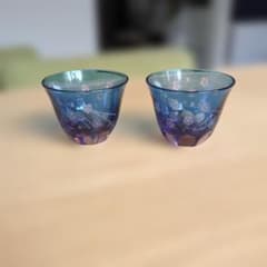 江戸切子 彩鳳　お猪口　桜模様 2個セットのサムネイル
