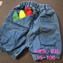 恐竜のシッポ付き デニムハーフパンツ １００cmのサムネイル