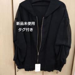 新品未使用！ラリアムー シアー素材 フード付きジップアップパーカー ブラック38 新品未使用！ラリアムー シアー素材 フード付きジップアップパーカー