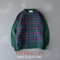 極美希少色INVERALLANスコットランド製ニットセーター総柄インバー 