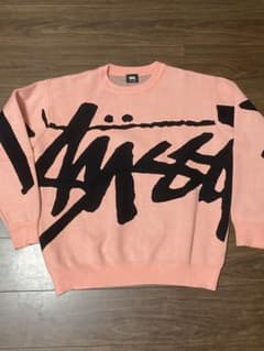 Stussy ビッグロゴ ニット セーター ピンク 超希少 y2k ストリートのサムネイル