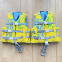 【2着セット】T&C ライフジャケット　黄色　水色　小学生　キッズ　ホイッスルのサムネイル