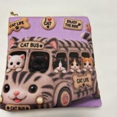フラットポーチ ねこ柄 ねこバス 両面パネル ❤️ハンドメイド - メルカリ