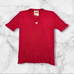 Vintage　courreges21 ロゴ 半袖 ニット 　入手困難　Y2K フランス製】クレージュ 80s ヴィンテージ 半袖ニット レッド 0 Y2K