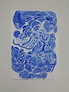 青い龍　アナログイラスト 手描きのサムネイル