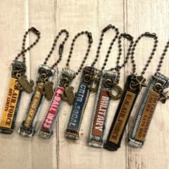 172 デニムリメイク 革タグ サボテンチャーム ボールチェーン バッグ