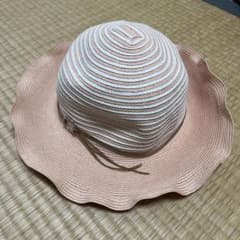 レディース 麦わら帽子 ピンク ホワイトのサムネイル