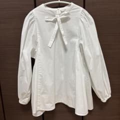 yori ヨリ サイドギャザーブラウス ブラウス リボン ホワイト 36