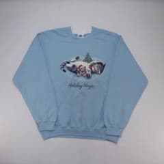 90s アニマル スウェット ビンテージ ネコ クリスマス パステルのサムネイル