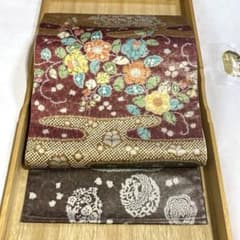 着物-辻が花帯70【六通柄袋帯】【正絹】六通柄 引箔 華やか花文様高級