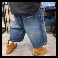 ROCA WEAR 極太バギー 刺繍ロゴ ヒップホップ デニムショーツ - メルカリ