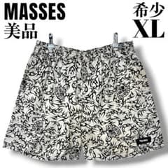 美品・希少XL・キムタク着用】MASSES スカル 総柄 ショートパンツ 黒灰