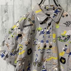 ステューシー 半袖シャツ アロハ グレー 総柄デザイン　M グレー系 ステューシー 半袖シャツ アロハ グレー 総柄デザイン M グレー系