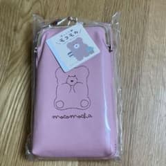 ほっこりモコモカ　ウォレット付き　スマホショルダー　ポーチ　ピンク