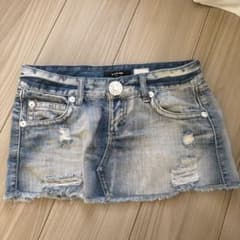 CALM デニム ミニスカート ダメージ加工 Sサイズのサムネイル