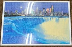 【完成品・額縁付き】ジグソーパズル　1000ピース　ナイアガラの滝　夜景　現状品のサムネイル
