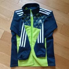 adidas ジャージ ネイビー/ライム 130　上のサムネイル