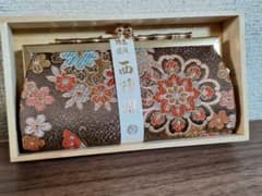 西陣織 がま口財布 桐箱入り 未使用 和柄 二層仕切りのサムネイル