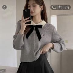 グレー ニット ガーリー 韓国 リボン shein GRL ホビ垢のサムネイル
