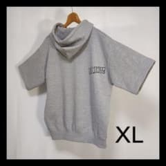 【数量限定】 オーバーサイズ パーカー 半袖 XL グレー メンズ レディースのサムネイル