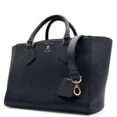 未使用 A.D.M.J ショルダーバッグ レザー 濃紺色 ロゴ 自立 斜め掛け