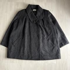 케이프 코트 짧은 판초 스타일 울 그레이 라운드 칼라 XL A 라인