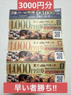 コロワイド アトムグループ 共通クーポン券 3,000円分 値下げ不可 - 3