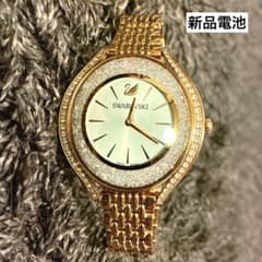 スワロフスキー 腕時計 Crystalline Aura ローズゴールド 稼働中 