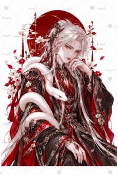 白蛇と紅月の公子｜中華幻想 男性人物ステッカー3枚のサムネイル