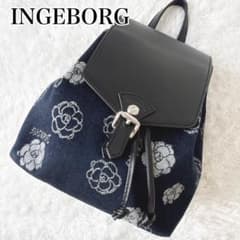 INGEBORG インゲボルグ カメリア レザー デニム調 バッグパック 花柄 