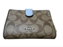 COACH コーチ 二つ折り財布 シグネチャー ブルー 水色 C0082のサムネイル