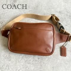 RRChan様COACH オールドコーチ ウエストバッグ ヒップバッグ レザー オールドコーチ ☆USA製 レザー ウエストポーチ ブラウン ボディバッグ バッグ