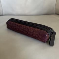 【良品】COACH コーチ ミニシグネチャー ペンケース ポーチ ボルドー