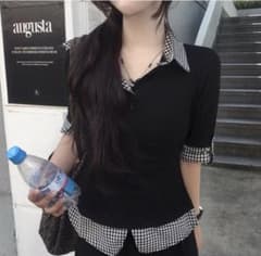 amood tシャツ 半袖トップス　チェック柄のサムネイル
