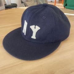 NY ビンテージキャップ　ウールキャップ レザー革ベルト