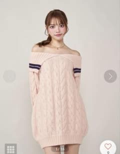 [New and unopened] Darich Off Shoulder Line Knit Mini Dress Pink