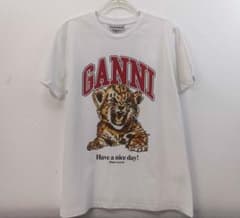 GANNI ホワイト Tシャツ ライオン Bright White White Animal Print T-shirt | GANNI (Global) ID