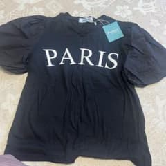 Jasmine パフスリーブ Tシャツ PARISロゴ ブラックのサムネイル
