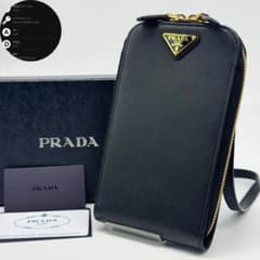 【RFID/極美品】プラダ サフィアーノレザー ミニ スマホショルダーバッグ