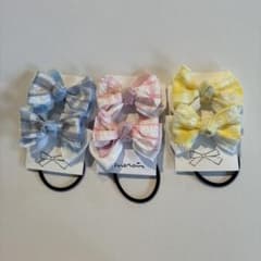 1セット限定 チェックリボン ♡ ブルー　ピンク　イエロー ♡ お得な3色セットのサムネイル