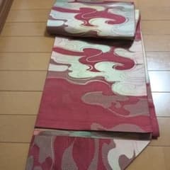 赤金波模様　着物　帯　リメイクのサムネイル