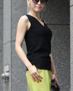 タグ付き M ジェンヌ JENNE ノースリーブ ニット トップス ブラック