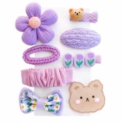 【8点セット】キッズ ヘアアクセサリー 女の子 まとめ売り 紫 パープル 幼児のサムネイル