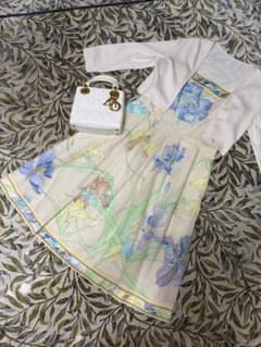 ◆試着のみ◆レオナール ノースリーブワンピース　ボレロ付 38 レース 白 花柄 ◇試着のみ◇レオナール ノースリーブワンピース ボレロ付 38 レース