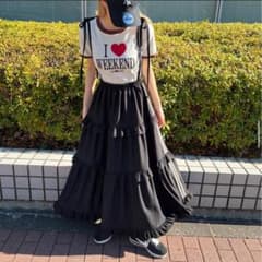 【タグ付き未使用】WC レースラインティアードスカート ブラックのサムネイル