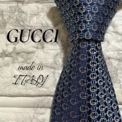 極美品】GUCCI グッチ ネクタイ インターロッキング G柄 蜂 ネイビー