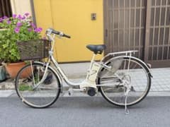 大阪府 Panasonic 電動アシスト自転車 シルバー バッテリー8.9ah