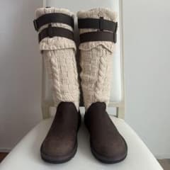UGG ニット切替 ロングブーツ ブラウンのサムネイル