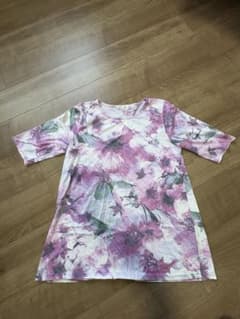 花柄プリント 半袖カットソー パープル系のサムネイル
