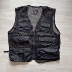 メッシュ フィッシングベスト 多収納 Vネック アウトドア ブラック